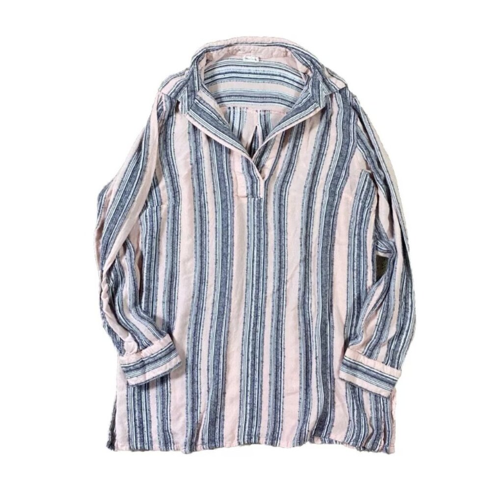 Tea Rose Boutique Pink Embroidered Tunic Top Size Large Popover Long Sleeve